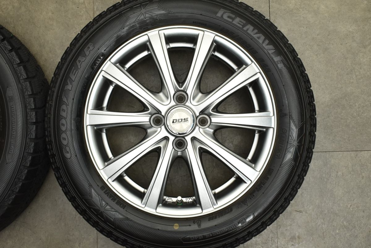  程度良好 DOS 15 in 5 J 50 PCD 100 アイスナビ6 185 60 R アクア ヴィッツ ヤリス カローラフィールダー フィット シャトル スイフト 15インチ タイヤ ホイールセット