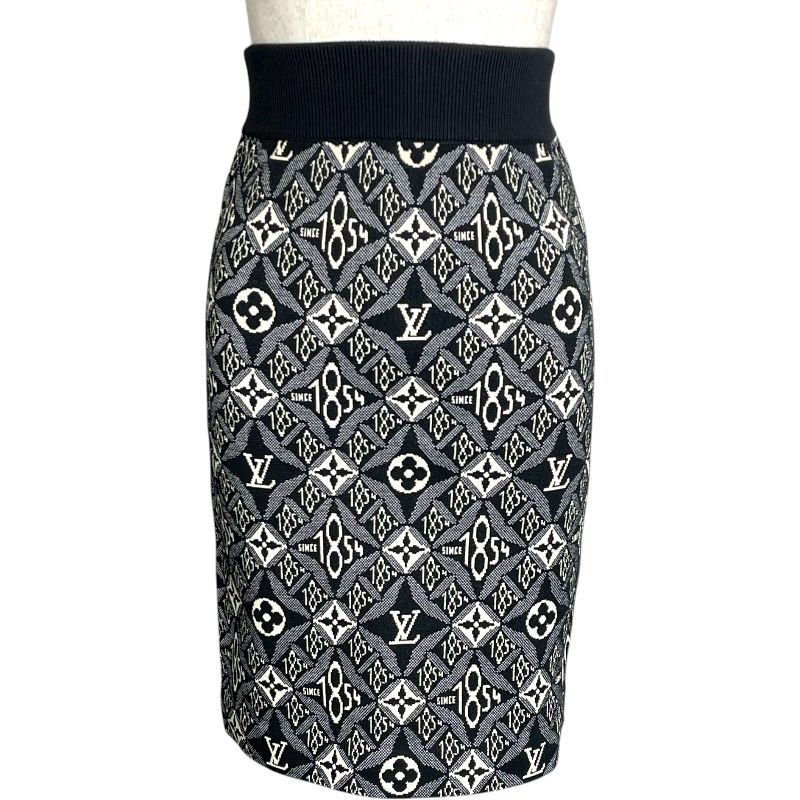ルイ ヴィトン LOUIS VUITTON モノグラムジャガードニットスカート FKKZ 99 ブラック ウール レディース スカート