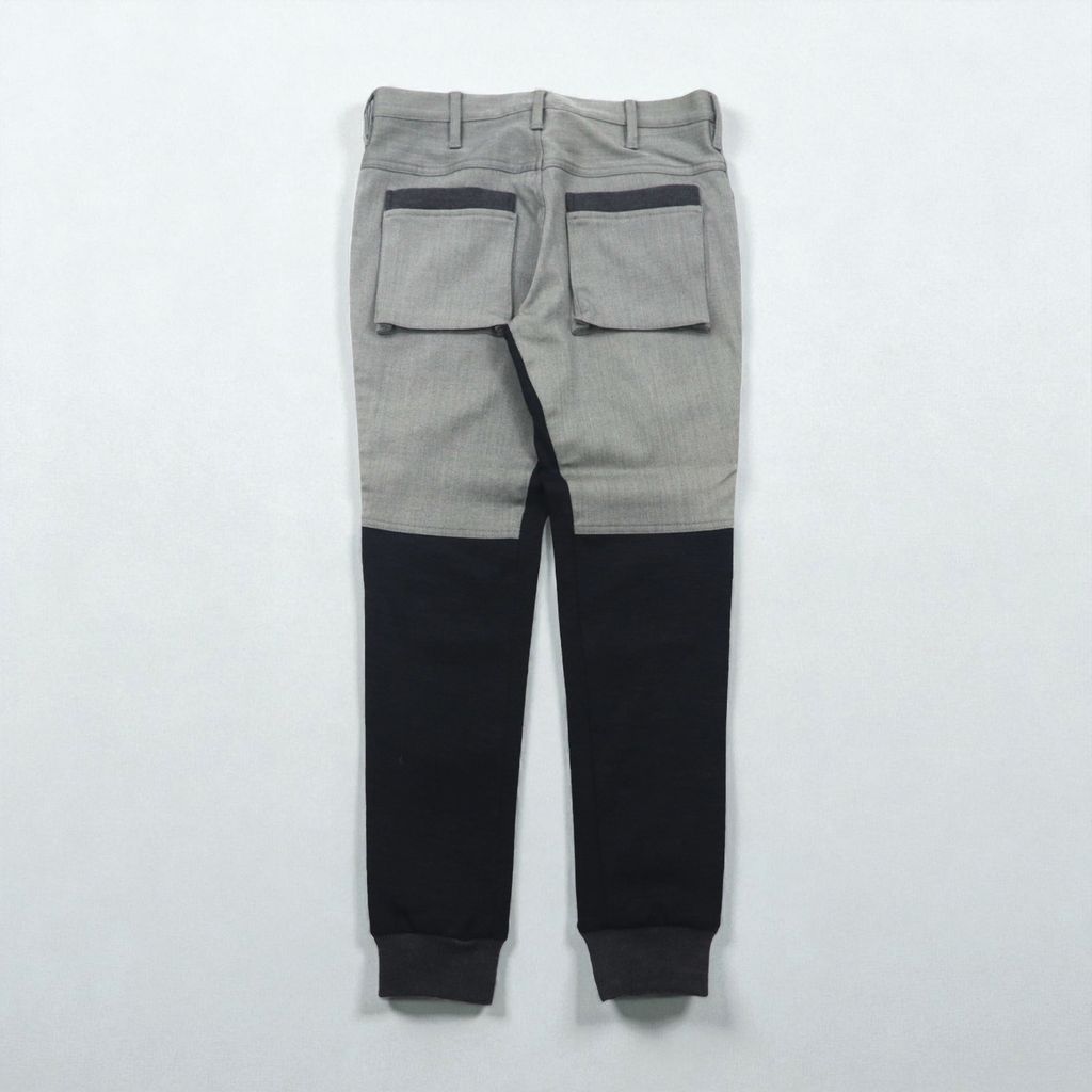 Y s Yohji Yamamoto 切替ジョガーパンツ デザイン スラックス S ウール 裾リブ ツートーン YP-P05-104