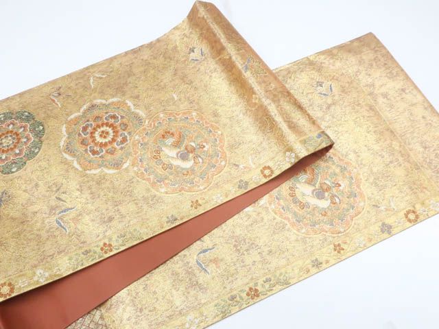 一輝堂】袋帯 六通柄 西陣織 証紙付き 金糸 未仕立て 正倉院華紋 正絹