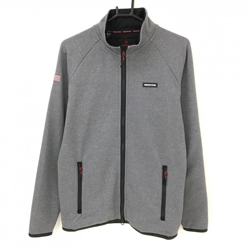 超 ブリーフィング ジャケット 杢グレー 黒 裏起毛 ダブルジップ メンズ M ゴルフウェア BRIEFING