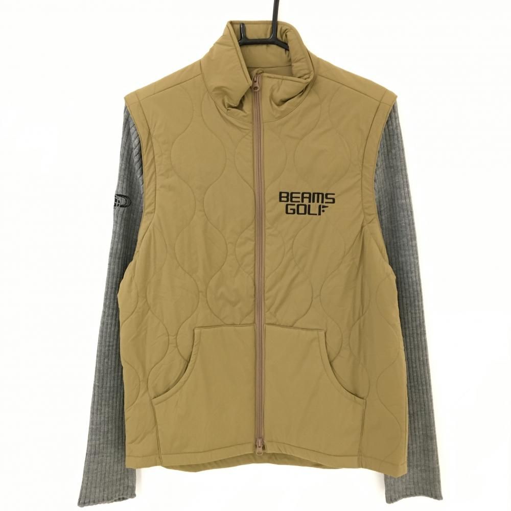 超 ビームスゴルフ 2WAY中綿ジャケット カーキブラウン×グレー 身頃中綿 袖ニット メンズ M ゴルフウェア BEAMS GOLF