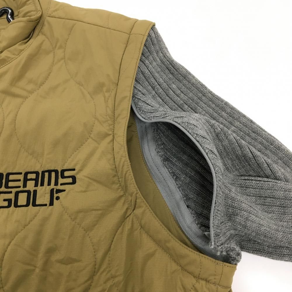 超美品】ビームスゴルフ 2WAY中綿ジャケット カーキブラウン×グレー