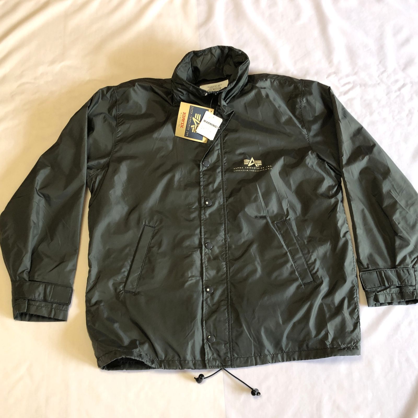 ALPHA INDUSTRIES アルファインダストリーズ コーチジャケット ナイロンジャケット Mサイズ相当 グレー USAロゴプリント メンズ