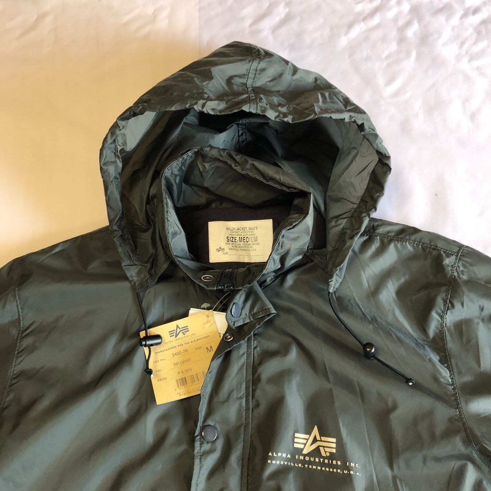 ALPHA INDUSTRIES アルファインダストリーズ コーチジャケット ナイロンジャケット Mサイズ相当 グレー USAロゴプリント メンズ