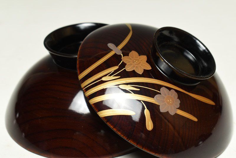 蔵A3495】平安象彦 木製絵替蒔絵草花文 吸物椀 汁椀 七客 共箱 - メルカリ