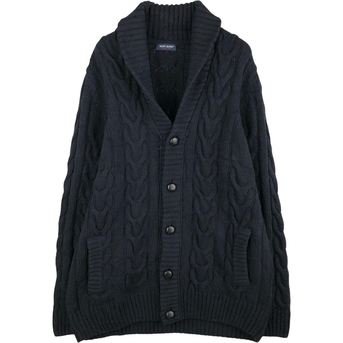 古着 セントジェームス SAINT JAMES ショール フィッシャーマンアランニットカーディガン メンズL相当 eaa595395