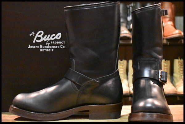 9D BUCO ブコ リアルマッコイズ 112-3581 4031 BA11010 エンジニア 黒 ブラック ホースハイド キャッツポウ ブーツ HOPESMORE FJ452