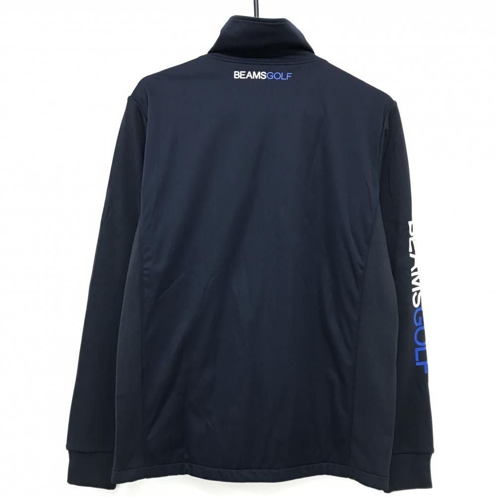 超 ビームスゴルフ 切替ジャケット ネイビー×黒 ロゴプリント 裏微起毛 メンズ M ゴルフウェア BEAMS GOLF