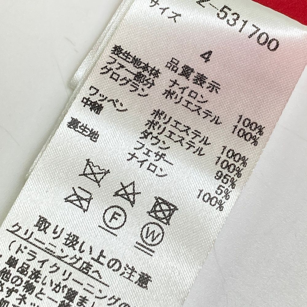  サイズ 4 DANCE WITH DRAGON ダンスウィズドラゴン ダウン ジップベスト レッド系 ゴルフウェア レディース ストスト ベスト レディースウェア