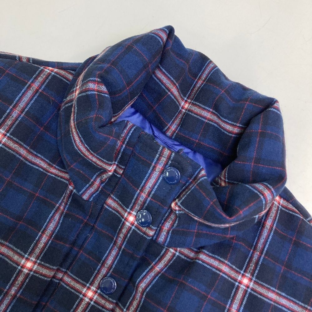  サイズ LL MUNSING WEAR マンシングウェア ×kinloch anderson ダウン ジップベスト チェック柄 ネイビー系 ゴルフウェア レディース ストスト ベスト レディースウェア