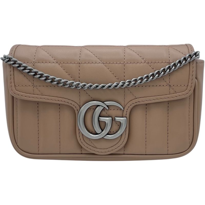 グッチ GUCCI GGマーモント ショルダー 476433 ピンクベージュ シルバー金具 レザー レディース ショルダーバッグ
