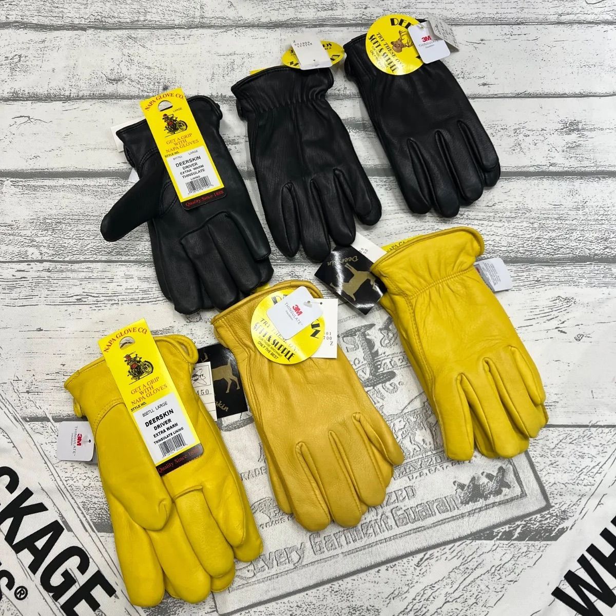 NAPA Grove ナパ グローブ⚫︎手袋 ディアスキン ドライバーズ グローブ 鹿革 ゴールド ブラック エクストラウォーム バイカー