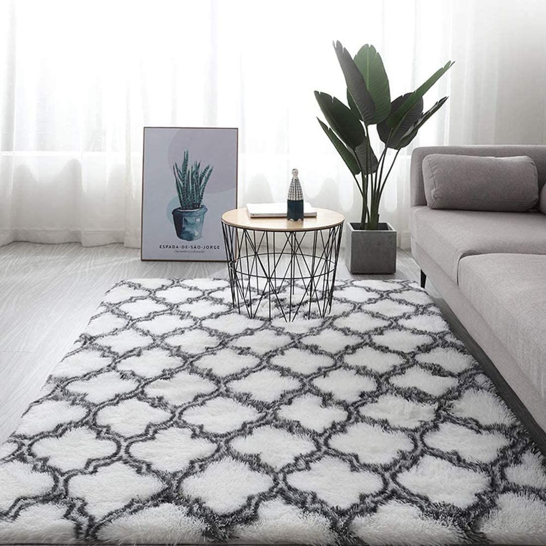 Gsogcax ラグ カーペット 絨毯 オールシーズン 滑り止め付き じゅうたん 現代 北欧風ins風 1年中使えるタイプ 夏 冷房対応 ふわふわ 200 x 300 灰白色