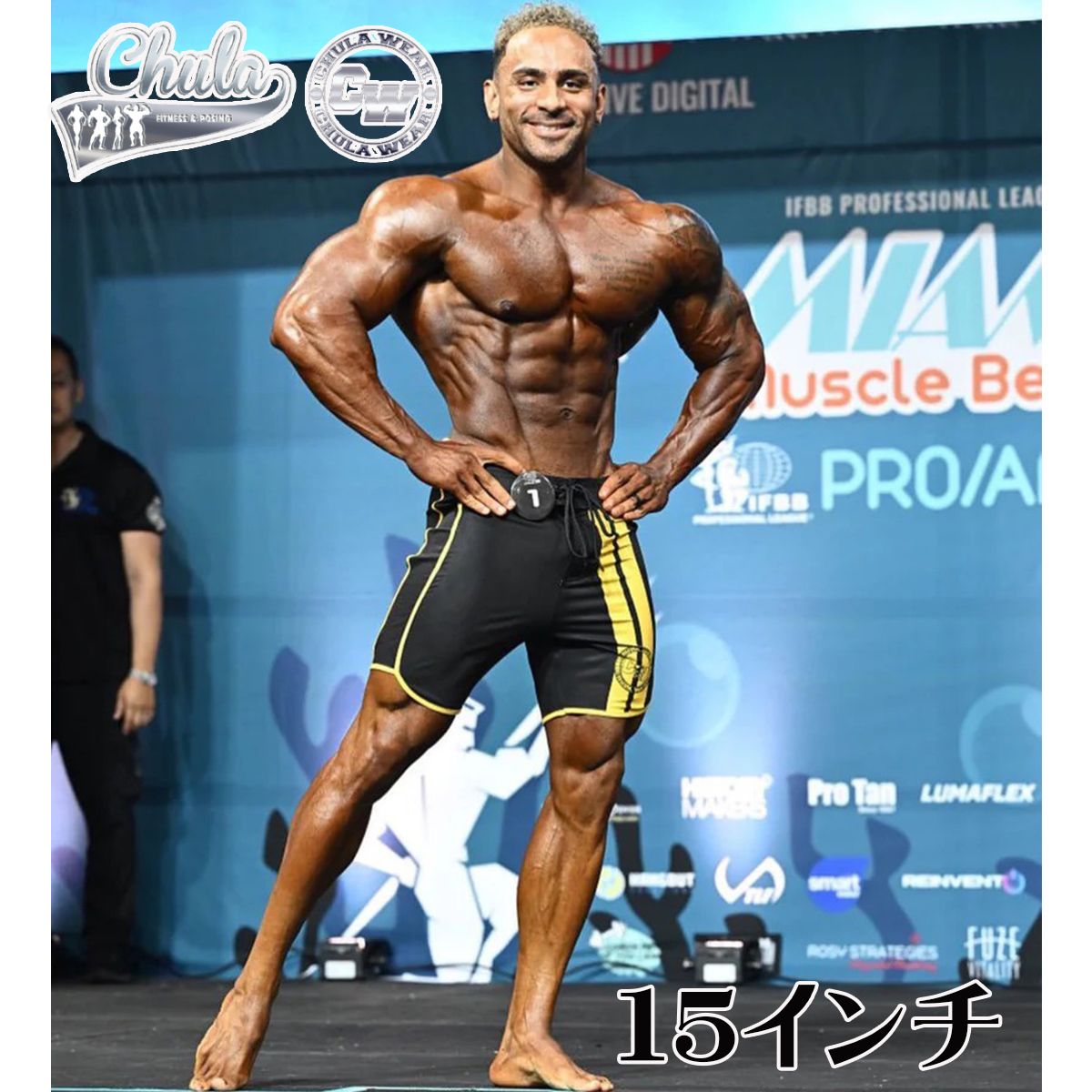 チュラウェア サーフパンツ CHULA WEAR ステージ ショーツ 水着 SAINTS X 15 INCHES ハーフパンツ 短パン フィジーカー 大会 メンズ 筋トレ ジム ウエア 衣類 ユ00582-2