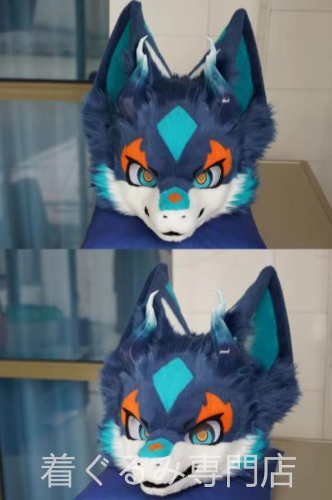 着ぐるみヘッド ドラゴン ダーググリーン 全頭ヘッド ケモノ ファースーツ ぬいぐるみ コスプレ コスチューム kigurumi