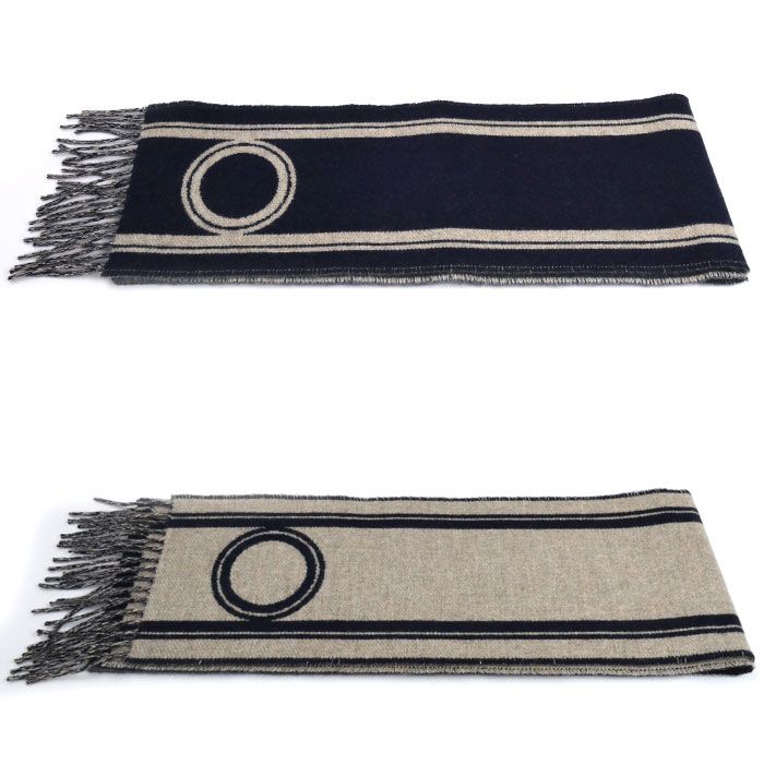 HERMES エルメス バンド ドゥ レポ マフラー マリン ベージュ シネ 02 レディース