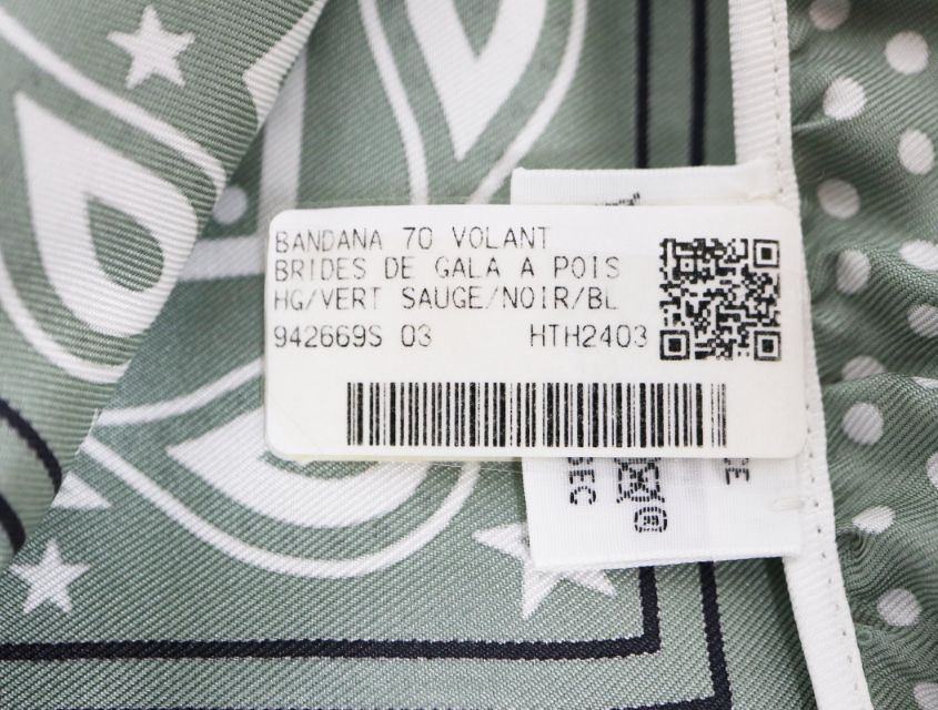  エルメス HERMES カレ 70 ブリッド ガラ バンダナ ドット シルク グリーン スカーフ レディース 小物 バンダナ スカーフ 小物