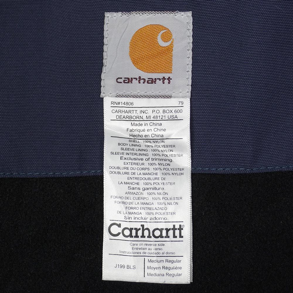 カーハート Carhartt 00s Y2K フリースライナー ナイロンワークジャケット J199 BLS ナイロンフリースラインドジャケット ダック Extreme USA ヴィンテージ 古着 ネイビー ブルー M