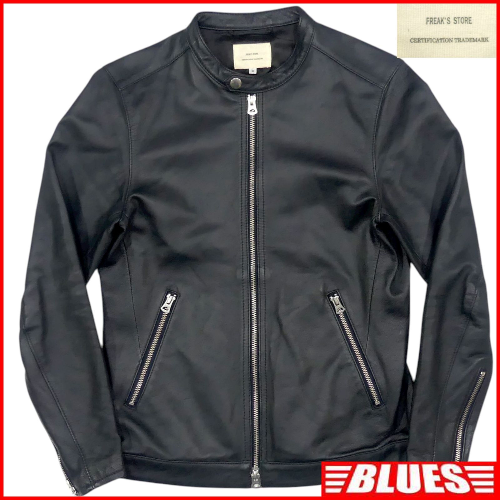 FREAK’S STORE フリークスストア ライダースジャケット M 山羊革 本革 シングル メンズ レザージャケット 黒 バイク レザーライダースジャケット_サイズM一覧 SEULB屋着古 TY4087