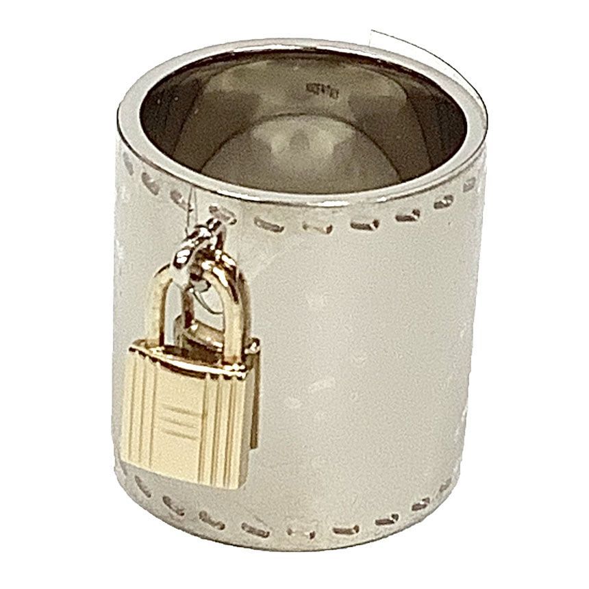 HERMES エルメス Hカデナチャーム スカーフリング シルバー×ゴールド aq12062