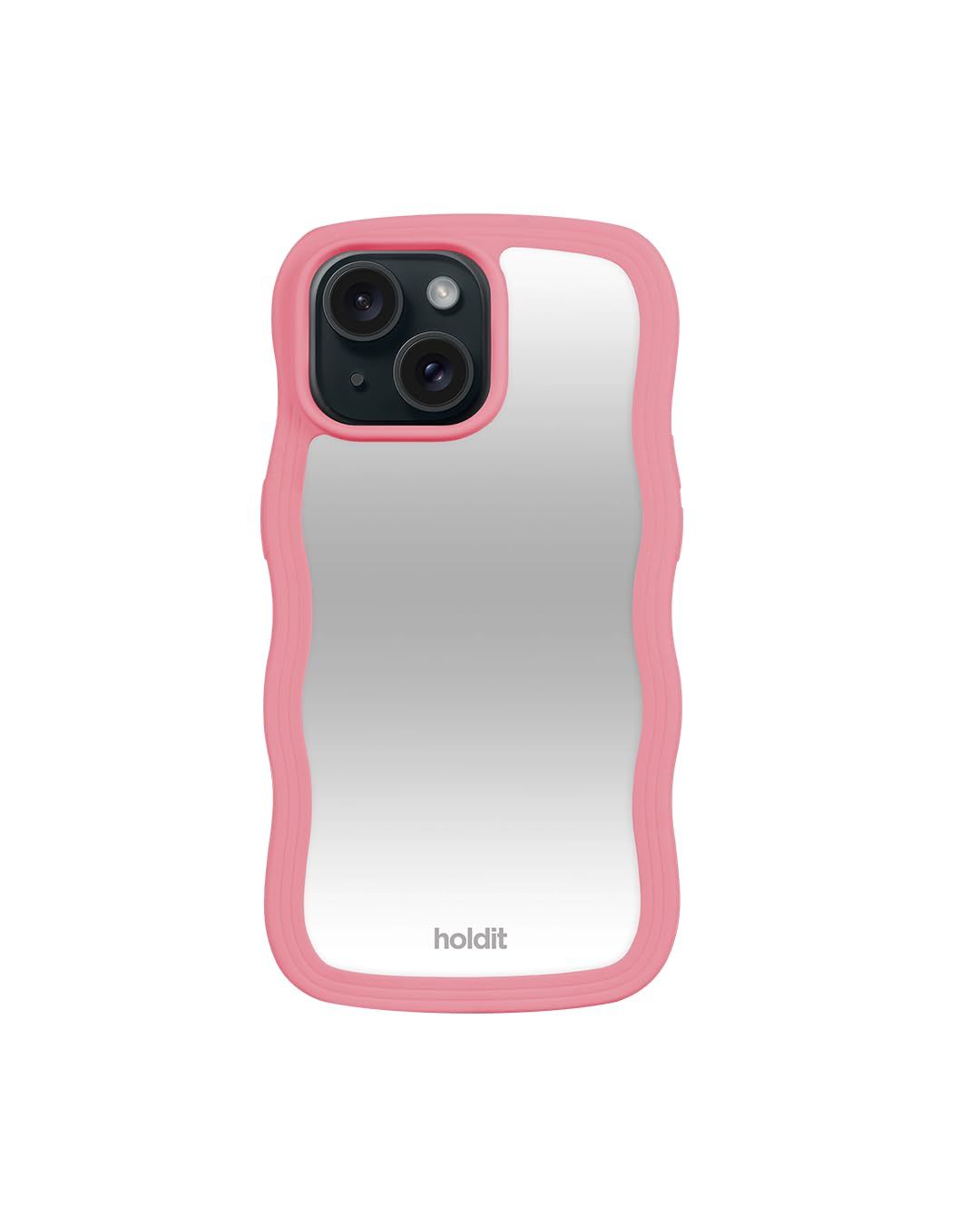 新品 Holdit 耐衝撃 スマホケース (iPhone 16e / 15 / 14 / 13e / 15 / 14 / 13 / ルージュ ピンク/ミラータイプ) 日本初上陸モデル スマホ ケース カバー なみなみ ウェーブ (衝撃吸収/TPU/ワイヤレス充