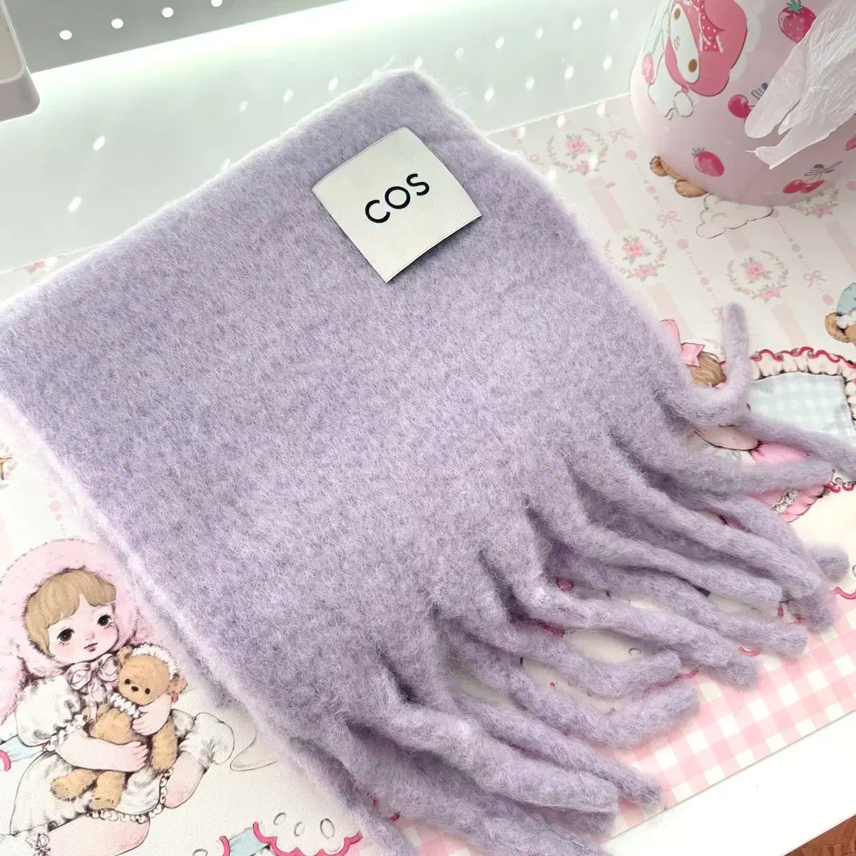 COSモヘアマフラーライラック