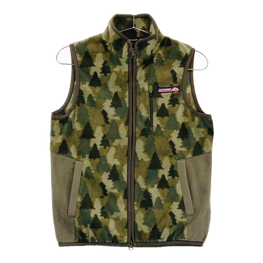 サイズ 0 JACK BUNNY ジャックバニー フリース ジップベスト 総柄 カーキ系 240101547482 ゴルフウェア レディース ストスト