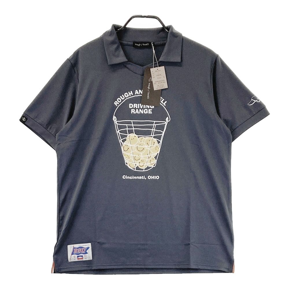 サイズ L ROUGH SWELL ラフアンドスウェル RSM 23034 半袖スキッパーポロシャツ グレー系 ゴルフウェア メンズ ストスト