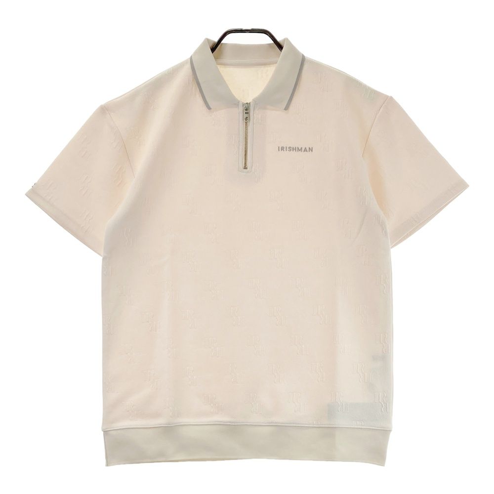 サイズ L IRISHMAN アイリッシュマン ハーフジップ 半袖ポロシャツ ベージュ系 240101551645 ゴルフウェア メンズ ストスト