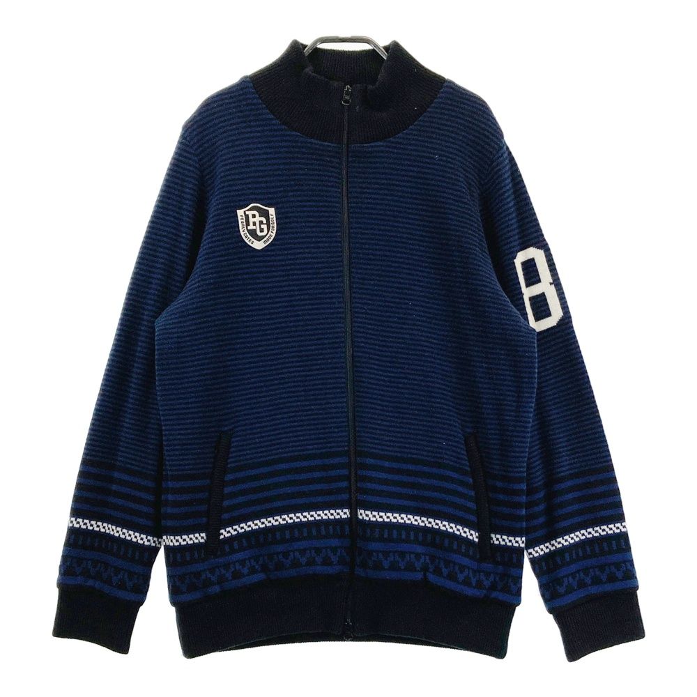 サイズ 6 PEARLY GATES パーリーゲイツ ウール混 裏地付 ニットジップジャケット ボーダー柄 ブラック系 240101557329 ゴルフウェア メンズ ストスト