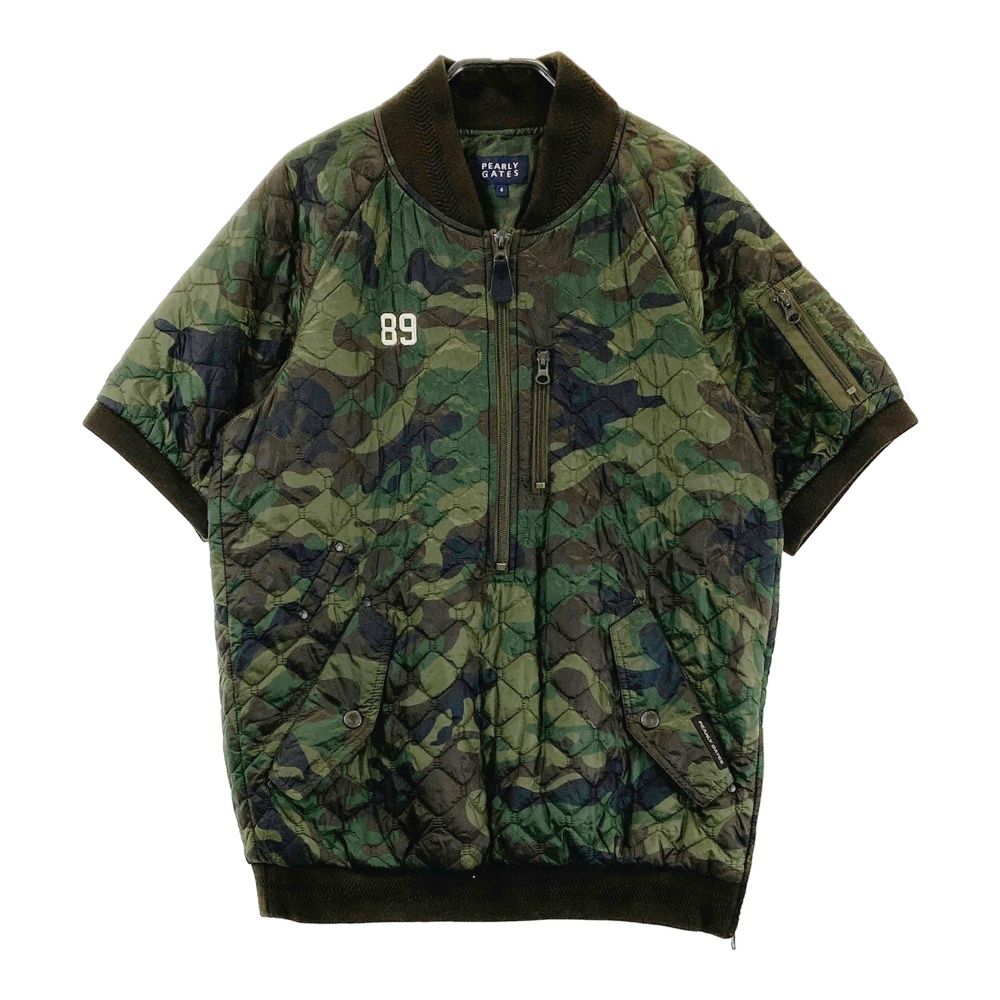 サイズ 4 PEARLY GATES パーリーゲイツ 半袖ハーフジップ中綿ジャケット カモフラ 迷彩柄 カーキ系 240101557447 ゴルフウェア メンズ ストスト