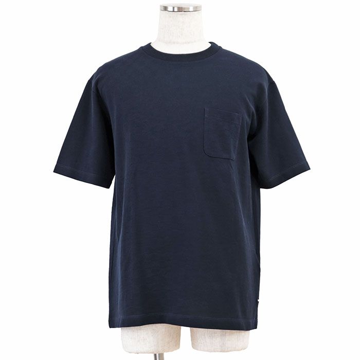 LOUIS VUITTON ルイ ヴィトン ハーフダミエポケットTシャツ 2025AW 鹿の子 コットン リラックスフィット グラデーション アシンメトリー クルーネック 丸首 半袖 カットソー 属 メンズ L ネイビー 紺 イタリア製