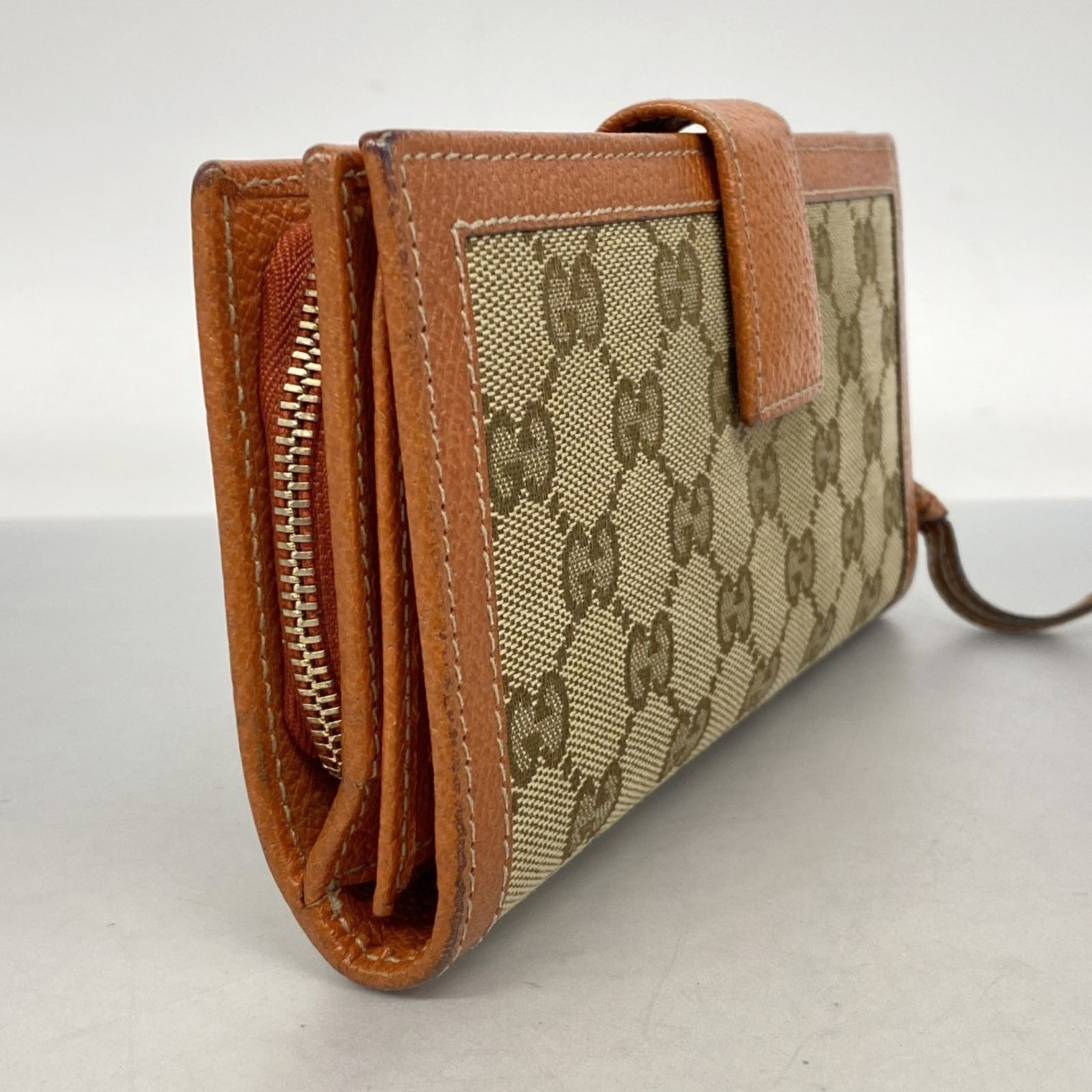 グッチ Gucci 長財布 GGキャンバス 323398 キャンバス ブラウン オレンジ シャンパンレディース
