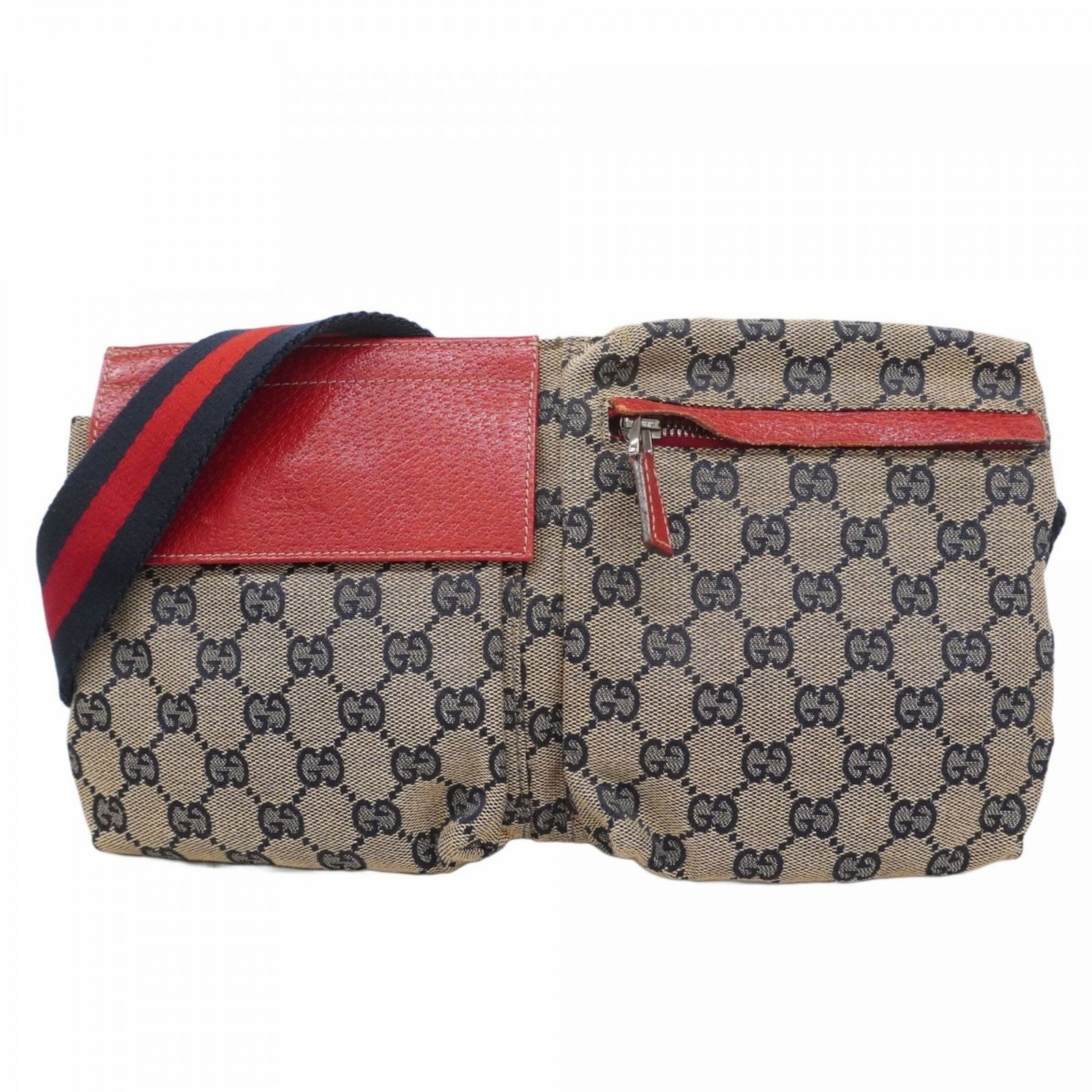 グッチ Gucci グッチ ウエストバッグ GGキャンバス 28566 キャンバス ベージュ ネイビー レッドメンズ レディース