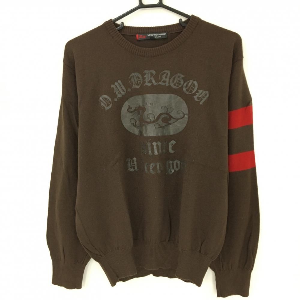 新品　ダンスウィズドラゴン　セーター ダンスウィズドラゴン セーター ブラウン×レッド 袖ライン ウール100