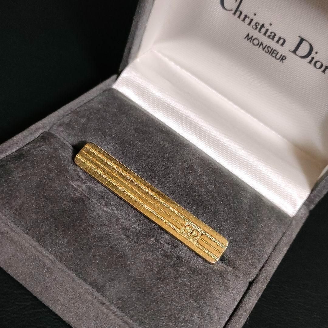 Dior ディオール タイピン ゴールド CDロゴ ボーダー ストライプ