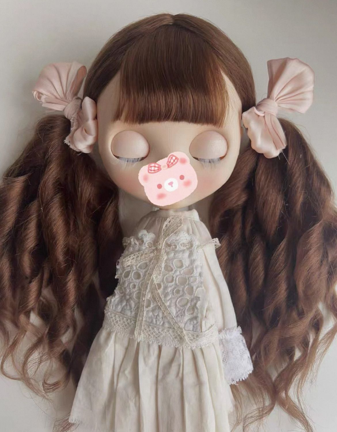 倉庫整理 品 ブライス ウィッグ モヘアウィッグ 海外作家 ダークブラウン ツインテール カール