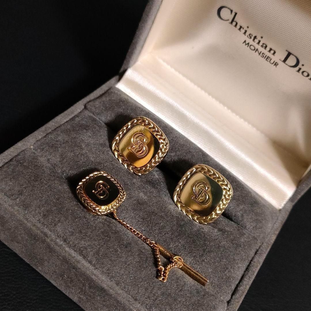 Dior ディオール カフス タイピンセット ゴールド スクエアCDロゴ