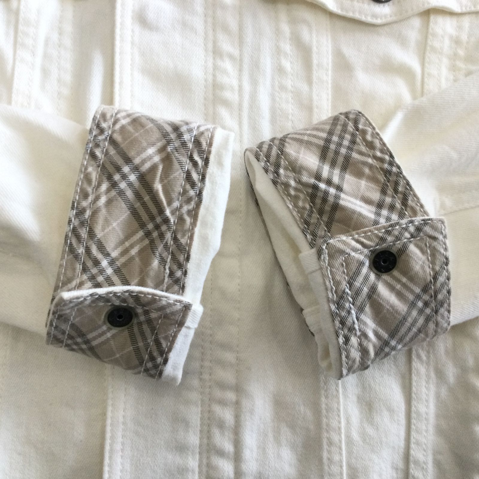 希少色 バーバリーブラックレーベル デニムジャケット ノバチェック ホワイト M バーバリーブラックレーベル デニムジャケット コットン 白 チェック