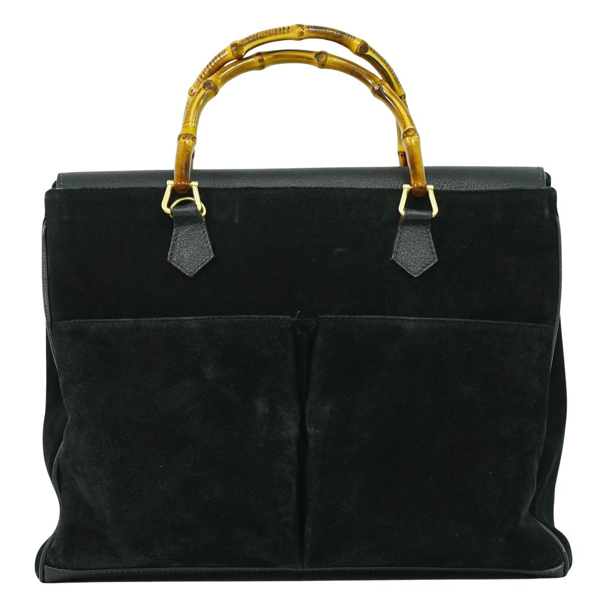 グッチ GUCCI バンブー ハンドバッグ スエード レザー ブラック Bamboo バッグ フォロー割