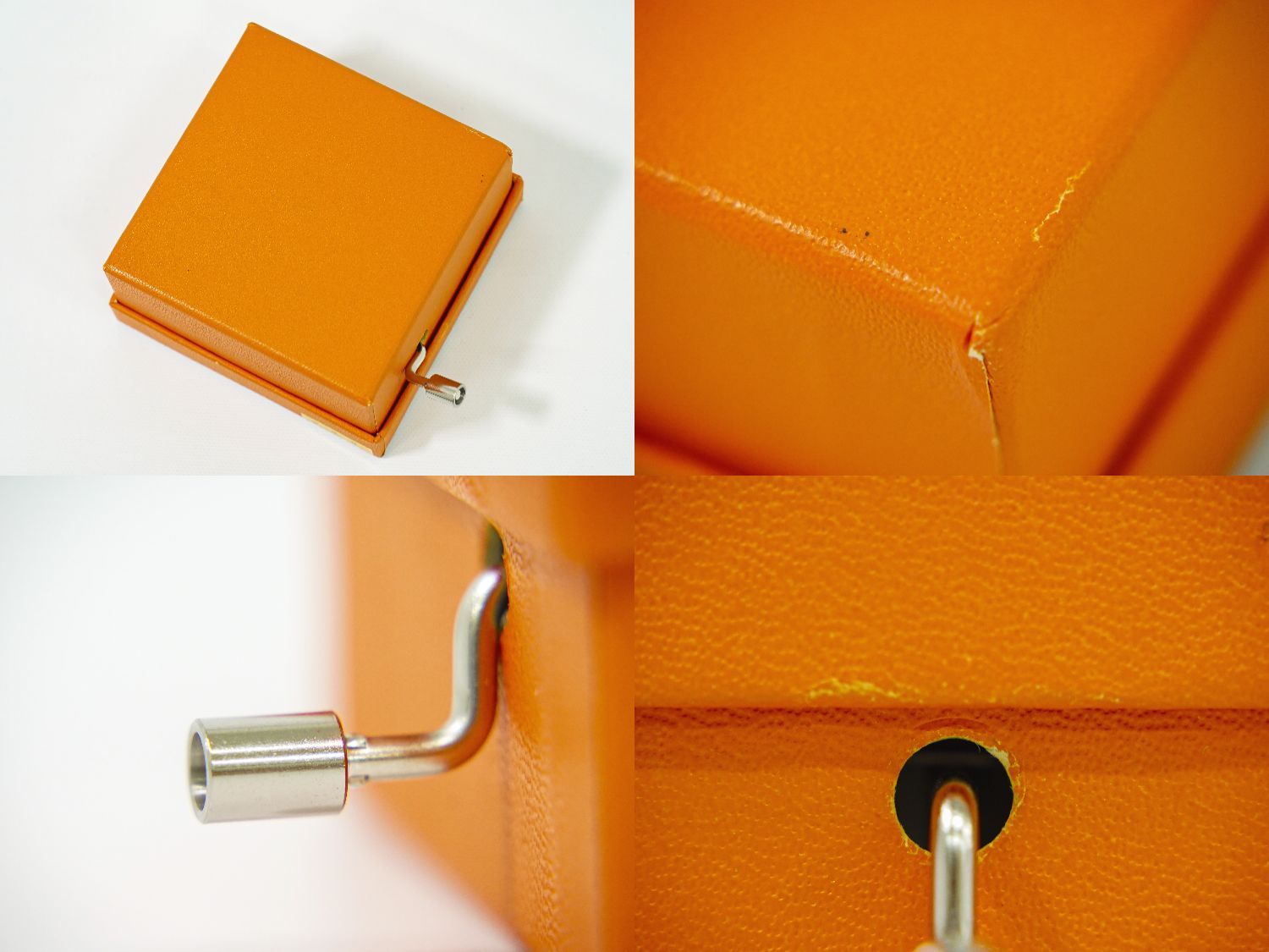 本物 エルメス HERMES ボックス型 手巻き オルゴール 非売品 オレンジ