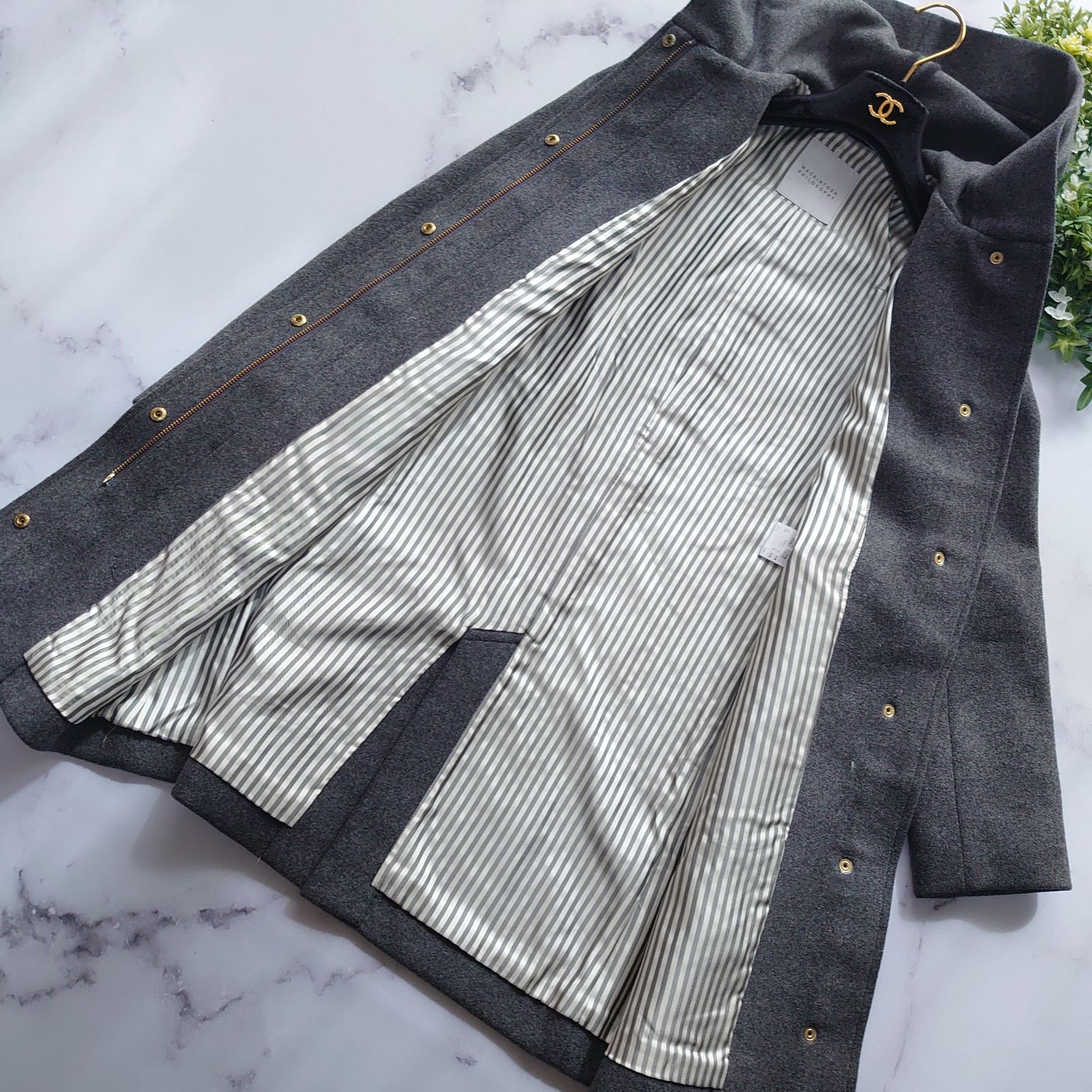 近年 マッキントッシュフィロソフィー ウールロングコート グレー 34 S