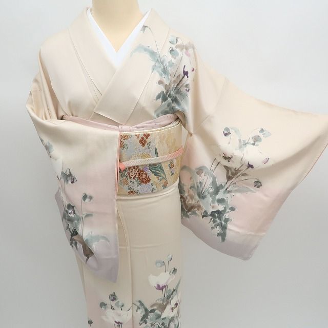 ✾まめ藤✾ｍ2349 正絹 手縫い仕立て パンジー 訪問着