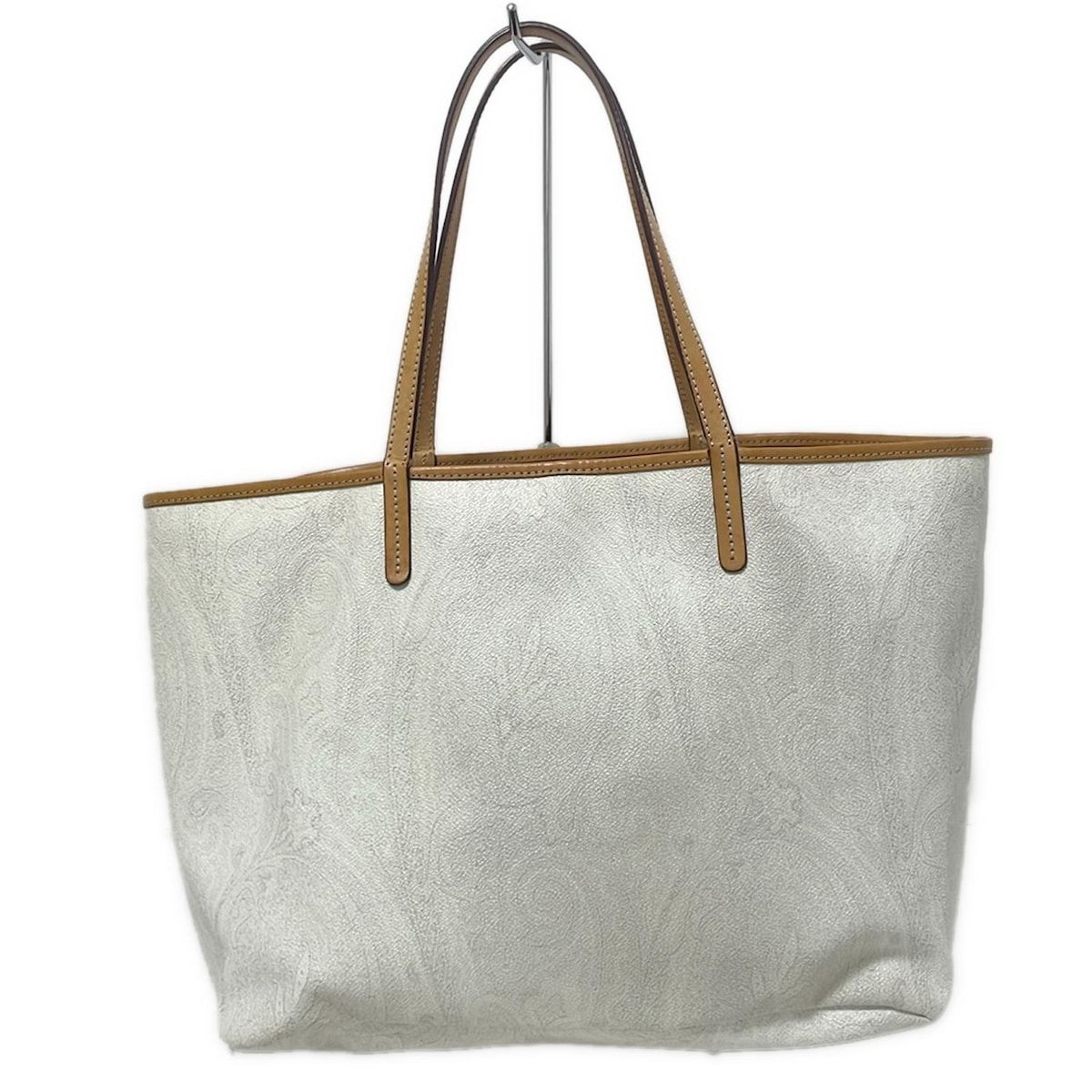  ETRO エトロ トートバッグ - 白×ライトブラウン×マルチ ペイズリー柄 花柄 レザー トートバッグ バッグ