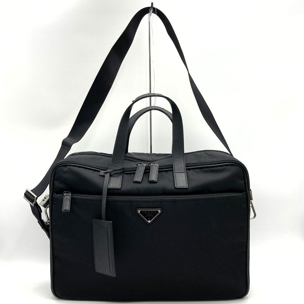 PRADA プラダ ビジネスバッグ ブリーフケース ショルダーバッグ 2 way ナイロン サフィアーノ ブラック レディース メンズ