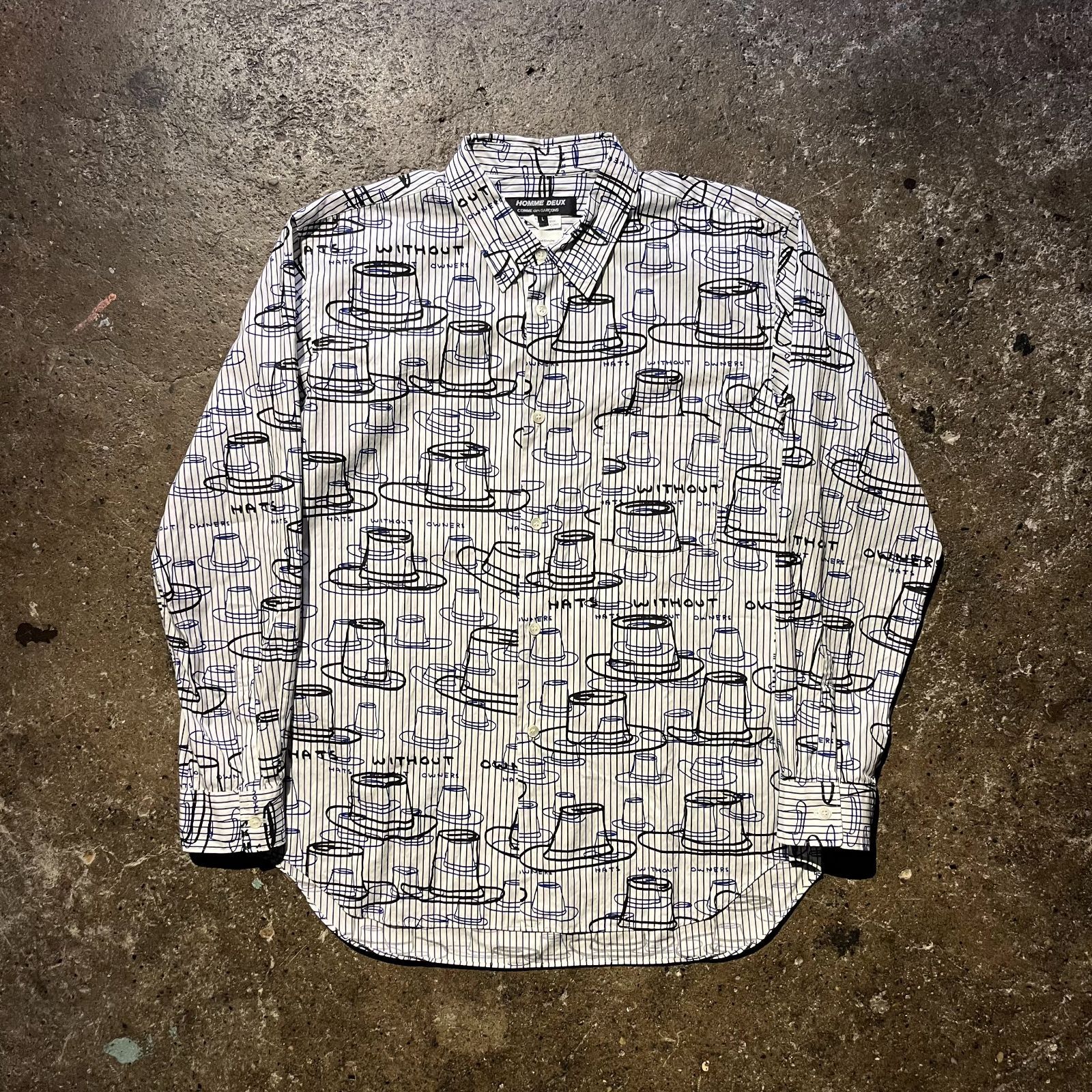 COMME des GARCONS HOMME DEUX 21aw × David Shrigly ハット総柄シャツ サイズL コムデギャルソンオムドゥ デイビッドシュリグリー 2021aw AD2021