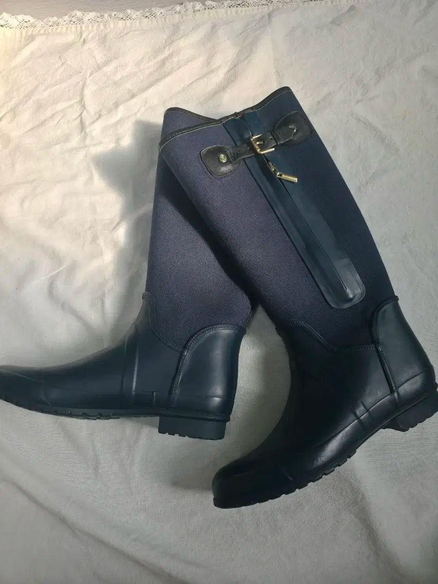 Massi Modutti マッシモ ドゥッティ ネイビー ラバー混 ロングブーツ