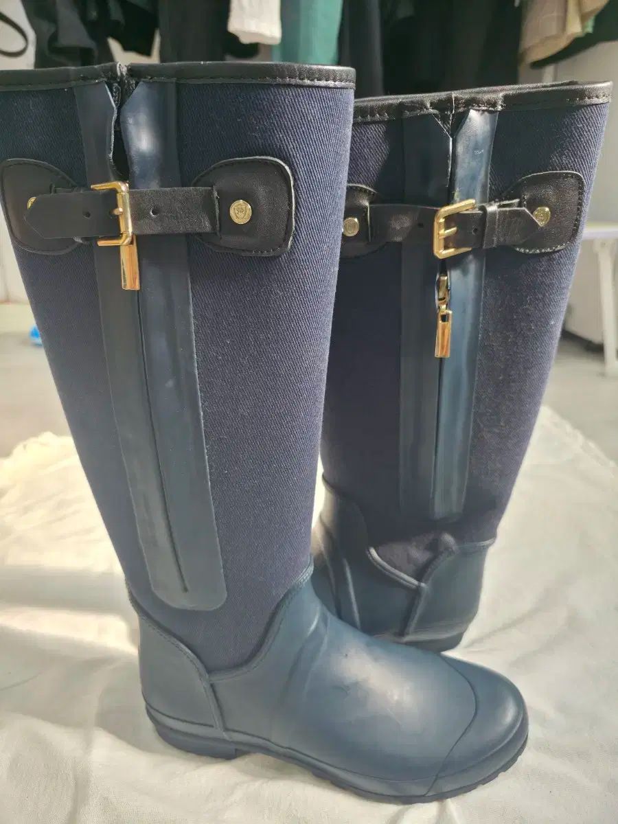 Massi Modutti マッシモ ドゥッティ ネイビー ラバー混 ロングブーツ