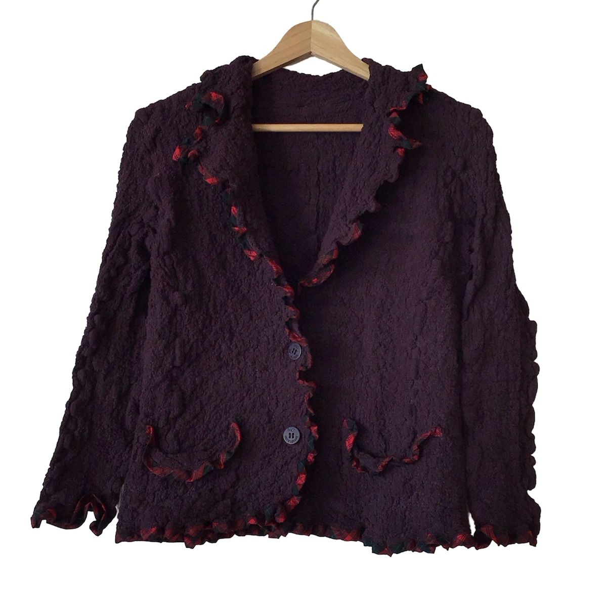 ミー イッセイミヤケ ジャケット フリル 紫紺 カーディガン ミー イッセイミヤケ ジャケット フリル 紫紺 カーディガン me